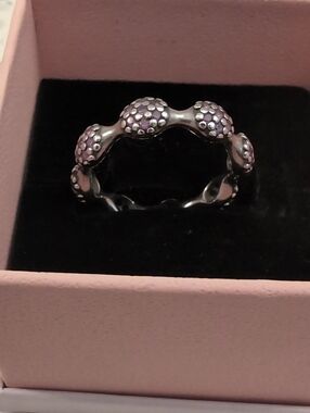 Pandora Sterling Silver Ring with Lavender Dot Clusters